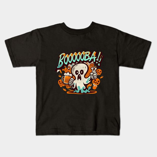 Boo Tea Kids T-Shirt by BukovskyART